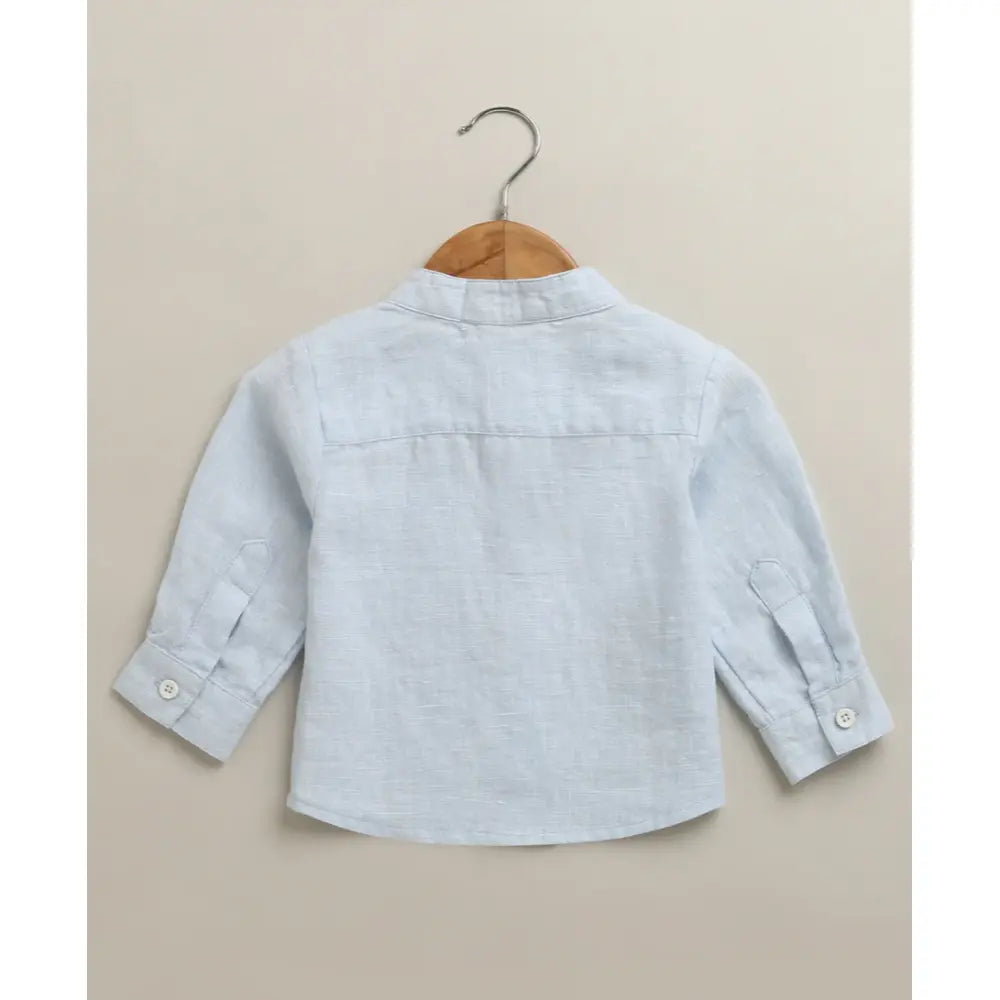 Sweetlime By As Sky Blue Mandarin Linen Shirt