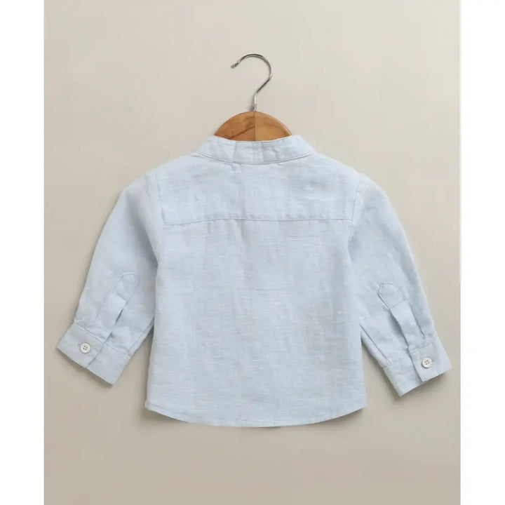 Sweetlime By As Sky Blue Mandarin Linen Shirt