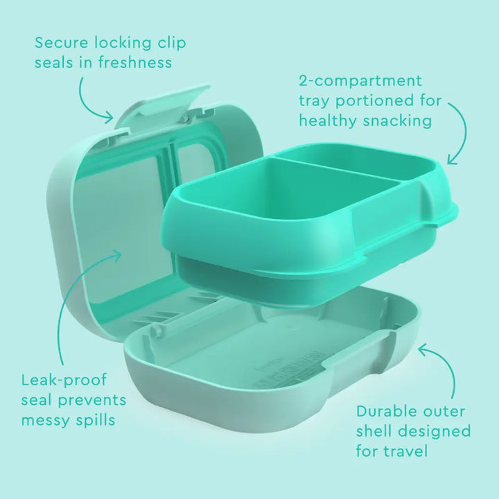 Bentgo Kids Leak-Proof Lunch Box with 2 Compartments, BPA-Free Bento Snack Box, Microwave, Dishwasher &amp; Freezer Safe, 355 ml - Aqua