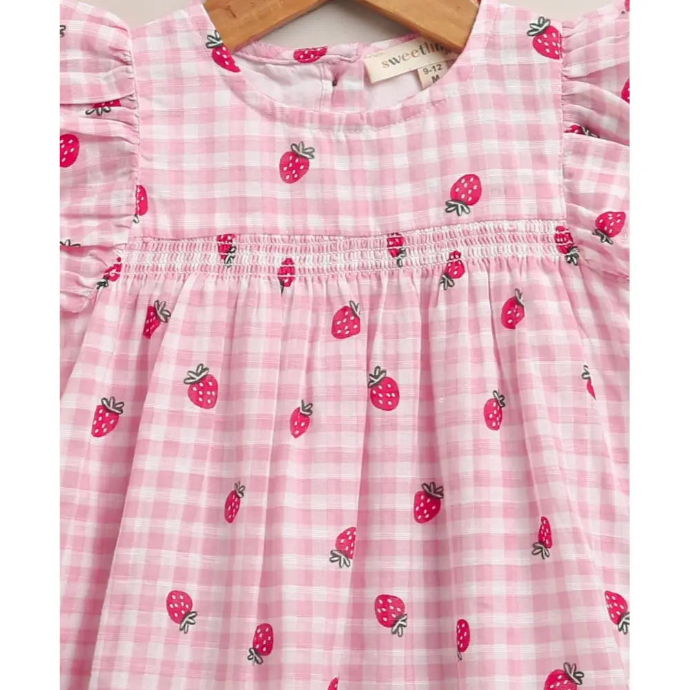 Sweetlime By As Organic Cotton Strawberry Picnic Baby Dress - Pink