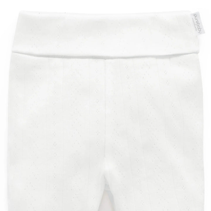 Purebaby Unisex Organic Cotton Pointelle Baby Leggings - White