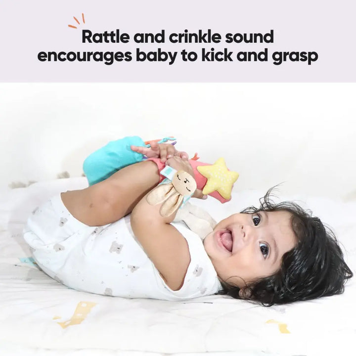 Curious Cub Soft Foot Finder &amp; Wrist Rattle Set | Wearable Sensory Baby Toy | Motor Skill &amp; Coordination Play | 0+ Months