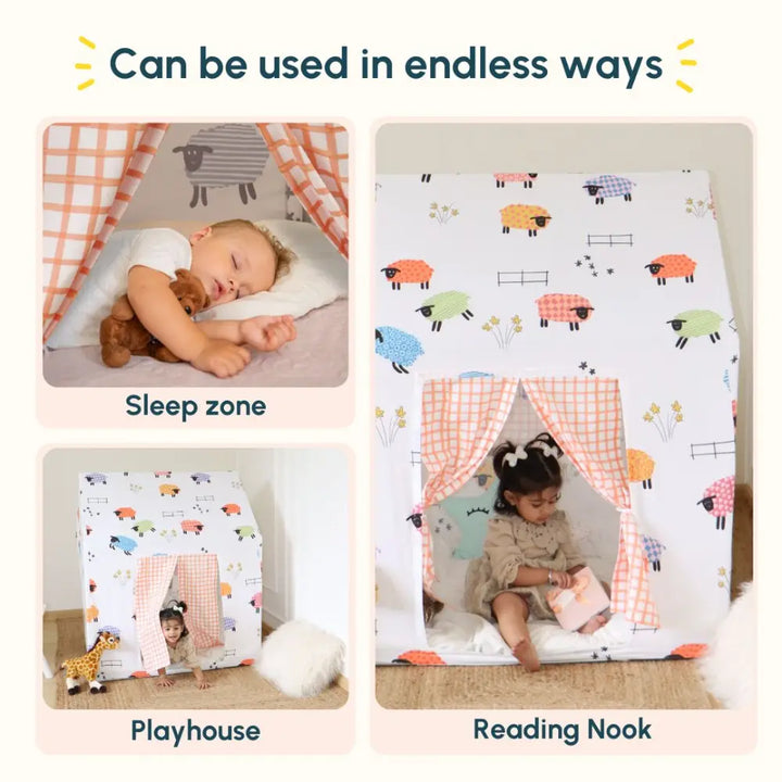 Curious Cub Animal-Themed Kids Play Tent House | Cozy Indoor Hideaway for Imaginative &amp; Independent Play | uitable for Children Aged 2–5 Years