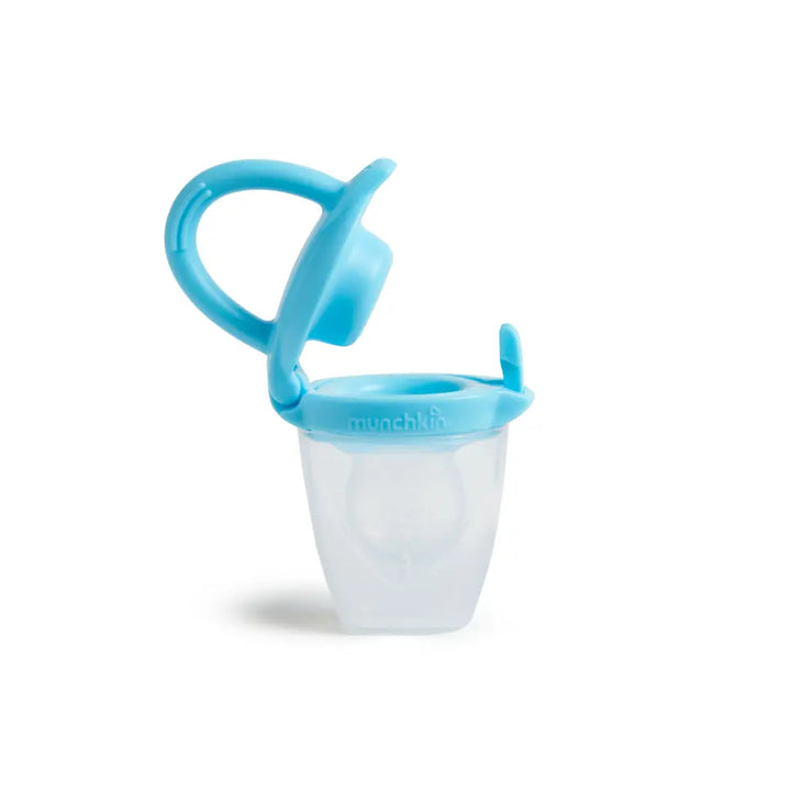 Munchkin Silicone Baby Food Feeder – Self-Feeding Pouch for Purees &amp; Mashed Foods, BPA-Free, 4+ Months - Blue