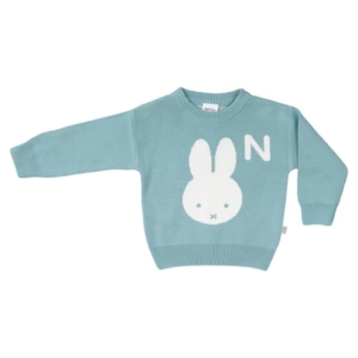 NamelyCo Personalised Miffy Letter Jumper - Stone Blue