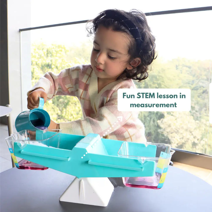 Curious Cub Montessori Box 13 | 7-Piece STEM &amp; Life Skills Toy Set | Balance Scale, Cleaning Set &amp; More | 2.5 Yrs+