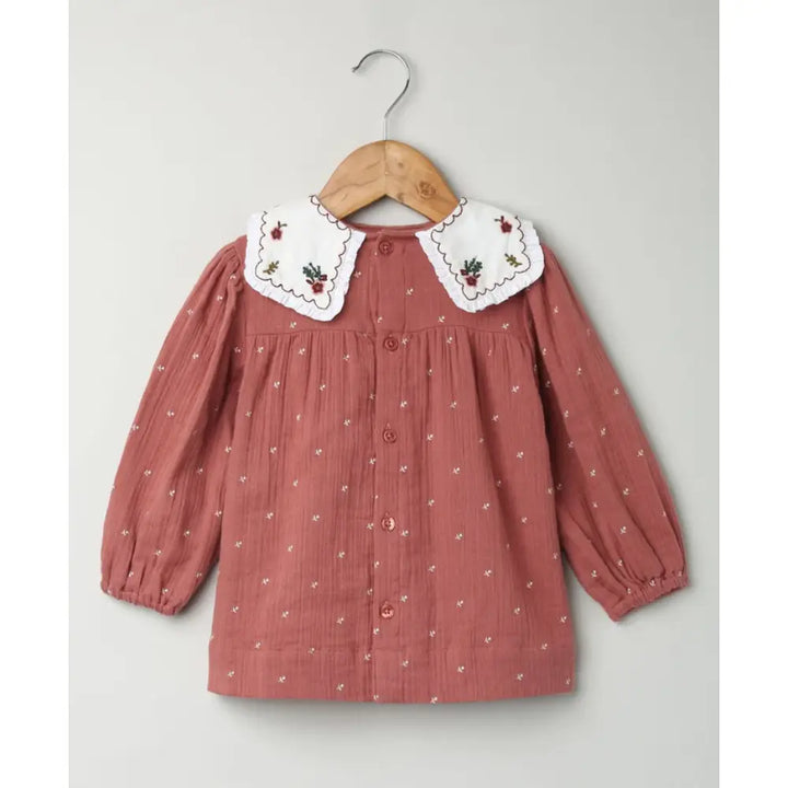 Sweetlime By AS Peter Pan Collar Cotton Dress &amp; Bloomer Co-ord Set - Brown