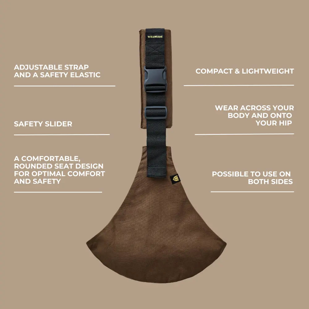 Wildride Toddler Carrier | Lightweight 100% Cotton Hip Seat Baby Carrier for Toddlers 9 Months–4 Years | Ergonomic, Portable &amp; Travel-Friendly Child Carrier | Comfortable Alternative to Stroller for Everyday Use - Coffee
