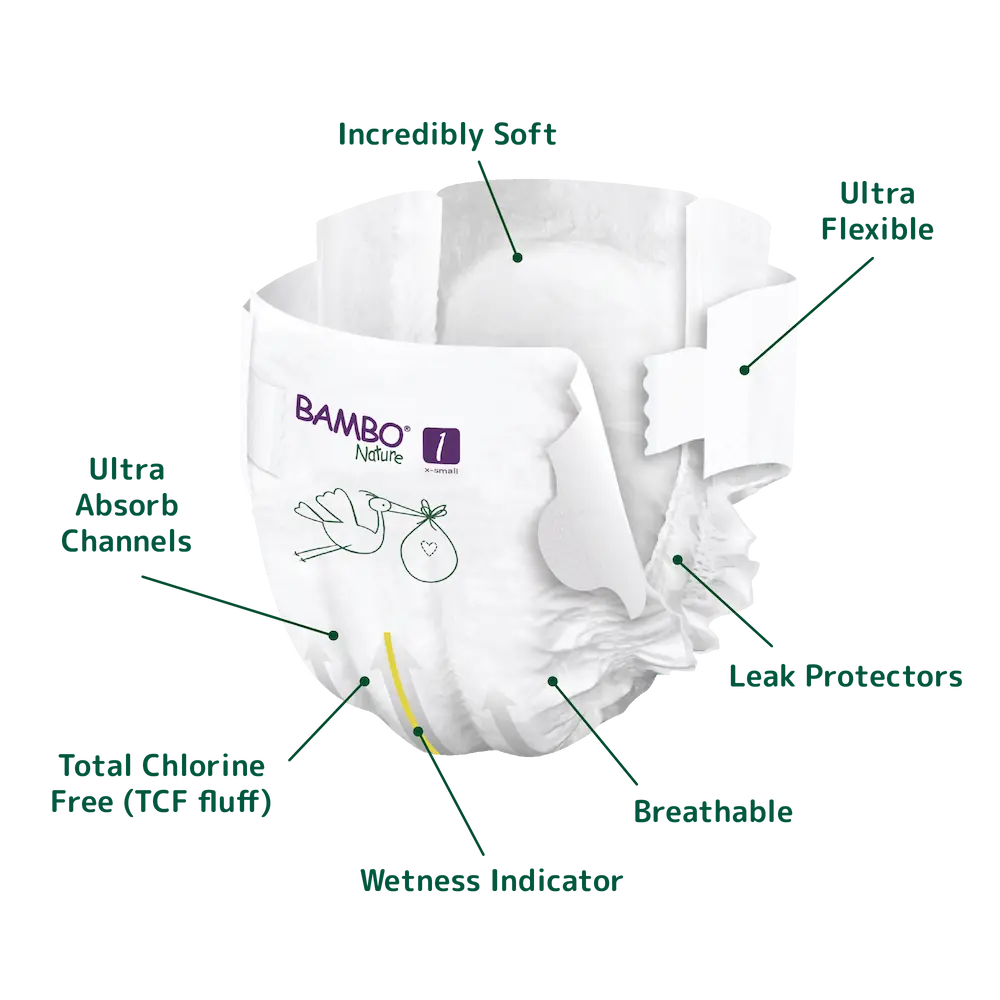 Bambo Nature Skin Friendly Tape Diapers - XS (2-4 kgs)