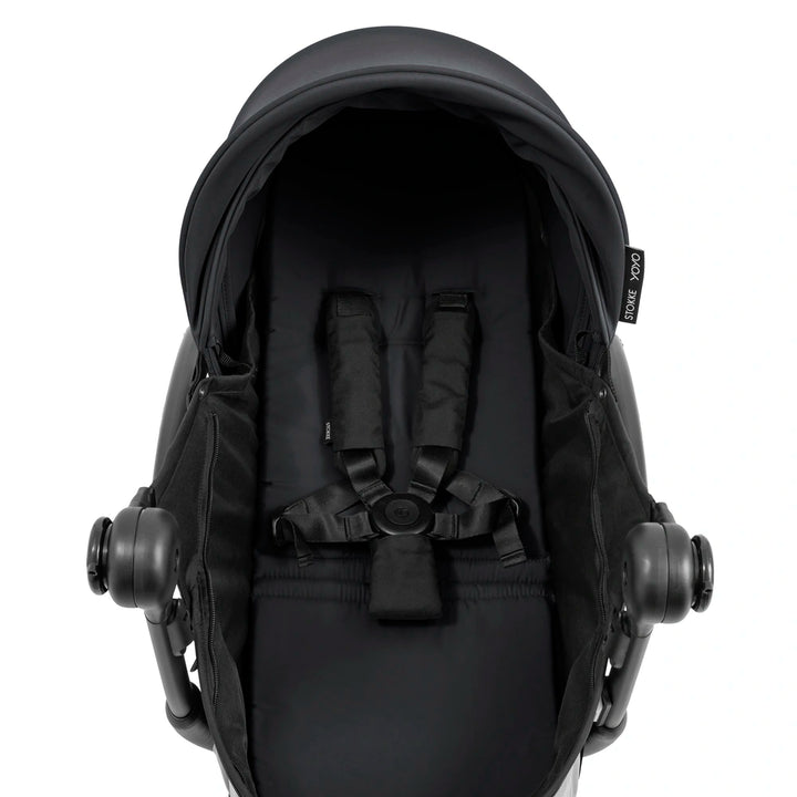 Stokke YOYO⁵ Newborn Pack | Fully Flat Newborn Seat | Newborn Stroller Attachment | 0–6 Months | Lightweight &amp; Compact | 5-Point Safety Harness | Ventilation Windows | Black