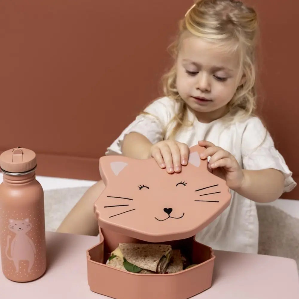 Trixie Animal-Shaped Kids Lunch Box | Durable Dishwasher-Safe Snack &amp; Meal Box with Easy-Open Secure Lid for School, Travel &amp; Picnics | 3 Years Onwards | Mrs. Cat