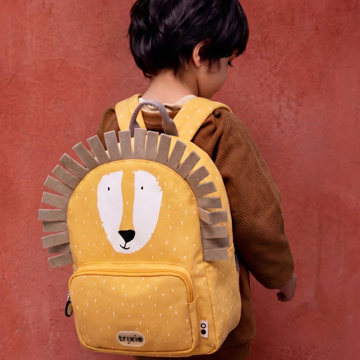 Trixie Kids Backpack | Lightweight Water-Repellent School &amp; Travel Bag with Adjustable Padded Straps, Front Pocket &amp; Name Tag for Toddlers and Preschoolers | 3 Years Onwards | Mr. Lion