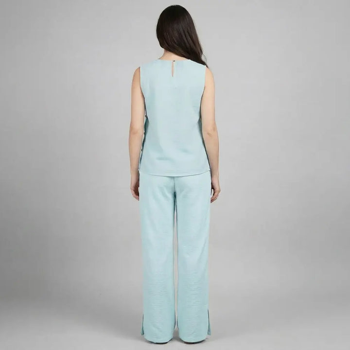 SOL MAMA Side Buttoned Nursing Top - Light Blue