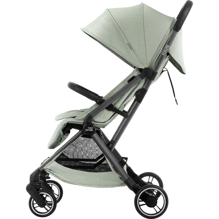 Britax Flylite Cabin Approved Lightweight Compact Stroller|Comfort Soft Insert|One Hand Auto Fold|Flat Reclining Seat|Extra Large Extendable Canopy|0-4Y|Upto 22Kg-Sage Green