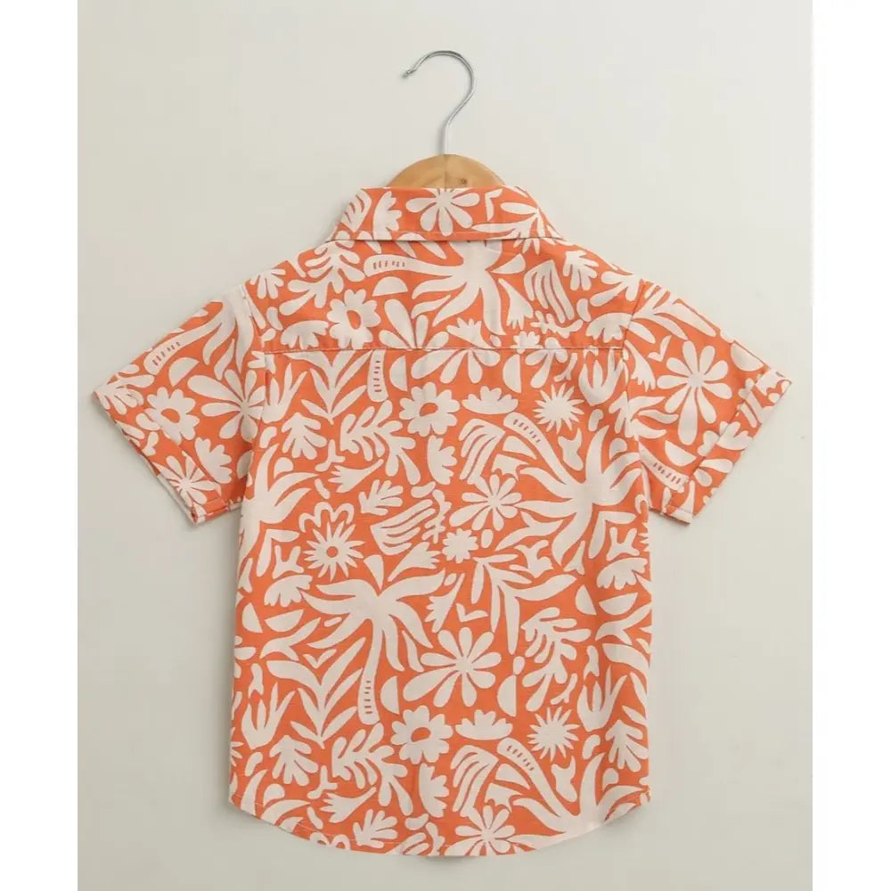 Sweetlime By AS Baby Boys Tropical Bloom Cotton Co-ord Set - Orange &amp; Peach