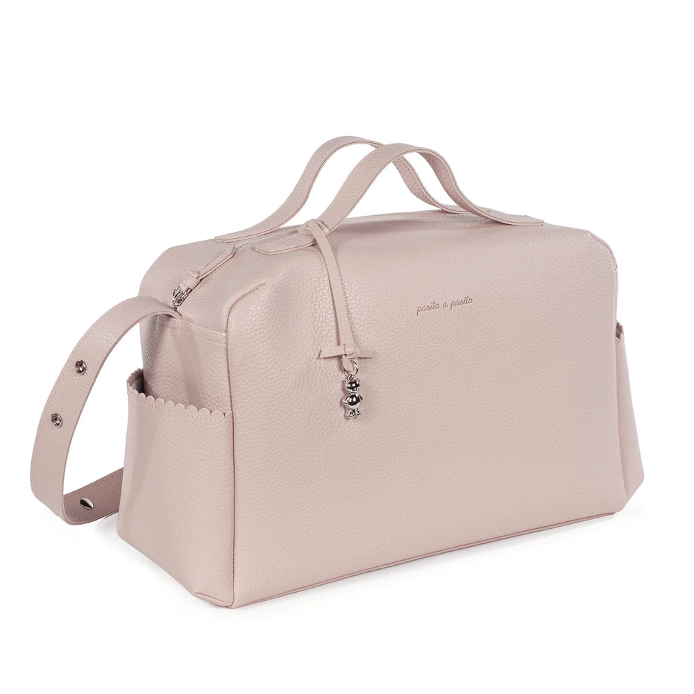Pasito a Pasito Diaper Bag with Changing Mat, Large Capacity Water-Resistant Bag with Multi-Pocket Organizer, Insulated Bottle Pocket, Shoulder &amp; Stroller Straps, Icon Eco Leather - Rose