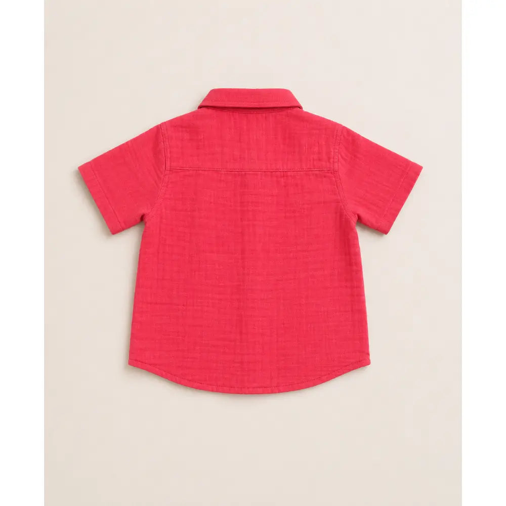 Sweetlime By AS Baby Boys Coral Cotton Shirt with Red Stripe Cotton Shorts Co-ord Set