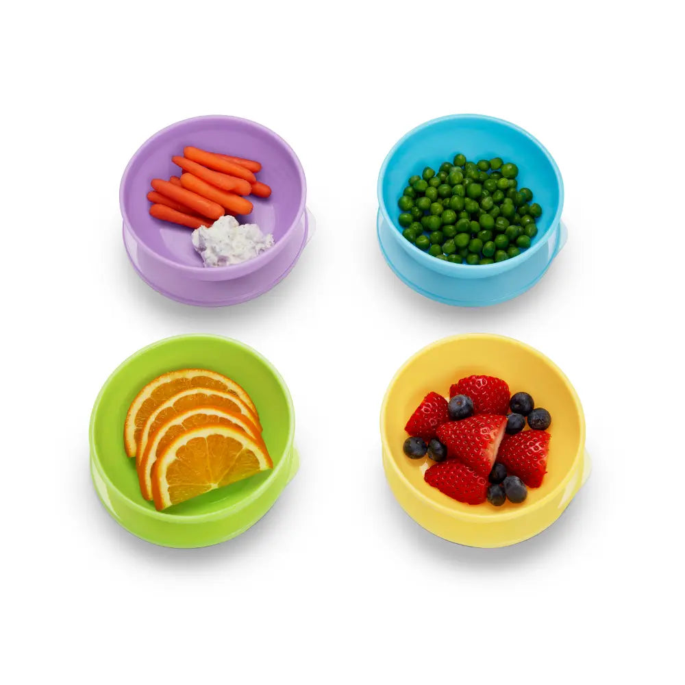 Munchkin Love-a-Bowls™ Feeding Set – 4 Bowls with Lids &amp; 2 Soft-Tip Spoons, Spill-Proof, BPA-Free, 4+ Months