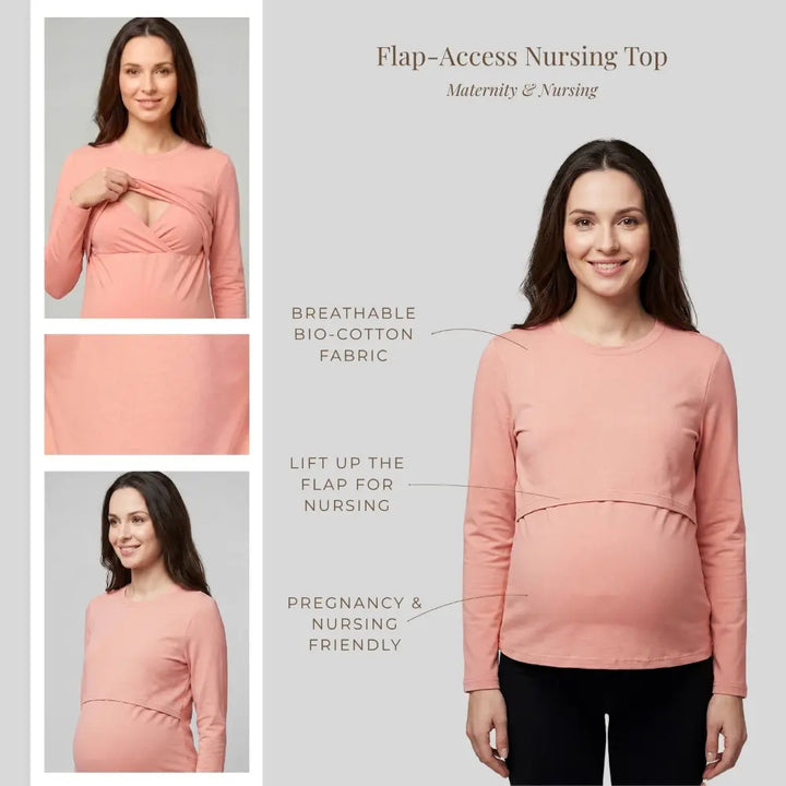 SOL MAMA Flap Access Nursing Top - Pink
