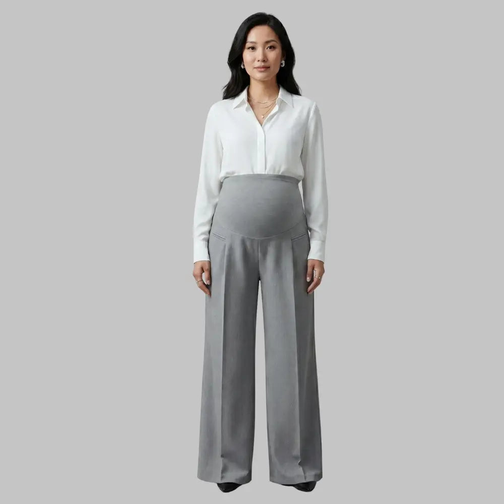 SOL MAMA Over Bump Wide Leg Trousers - Silver