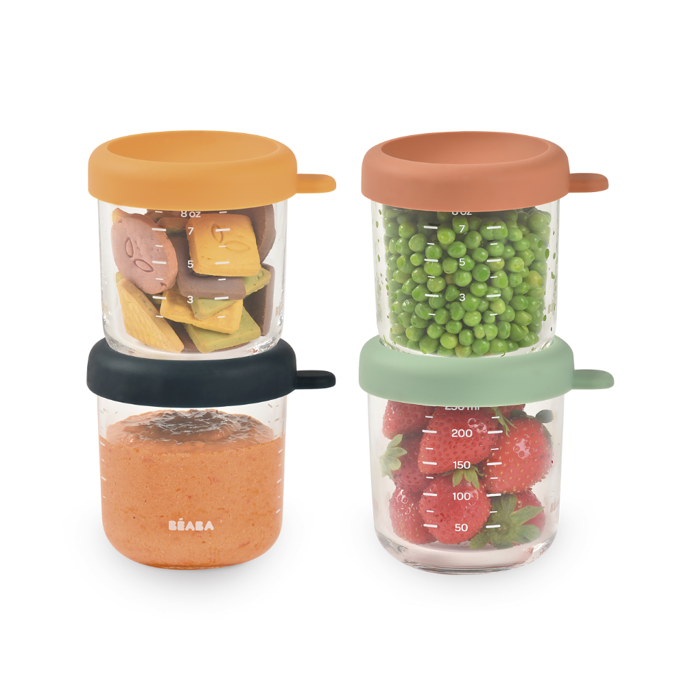 Beaba Set of 4 Glass Food Storage Containers 250 ml - Sunrise