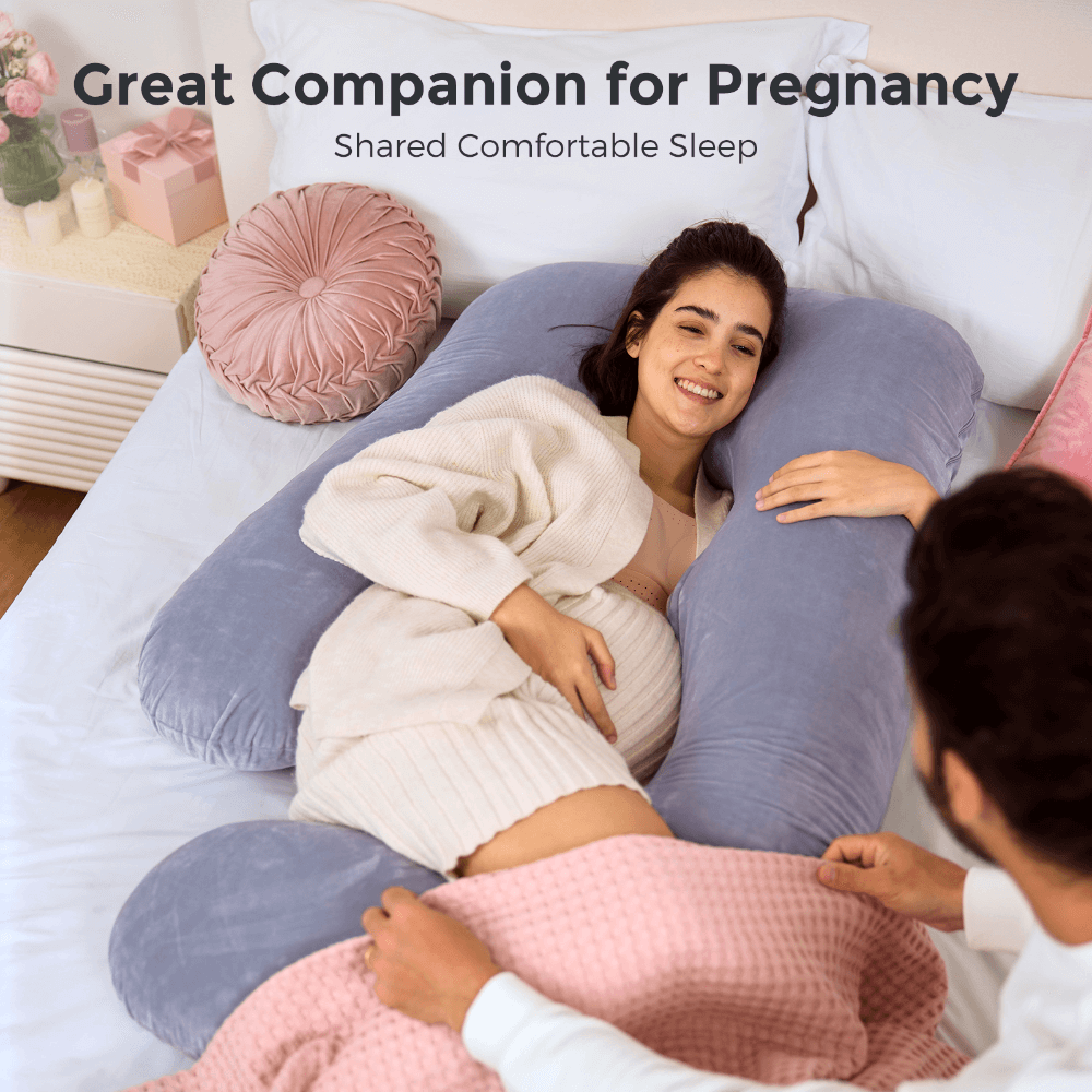 Momcozy Maternity Accessory G Shaped Cooling Fabric Pregnancy Pillow Grey
