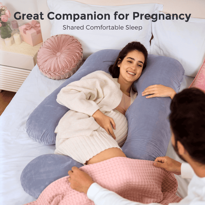 Momcozy Maternity Accessory G Shaped Cooling Fabric Pregnancy Pillow Grey