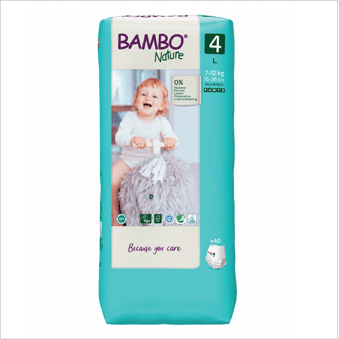 Bambo Nature Premium Baby Pants Diapers for Babies, Large Size (7-12 Kgs), Super Absorbent, Breathable, Extra Soft, Dermatologically Tested, Hypoallergenic Infant Nappies With Wetness Indicator