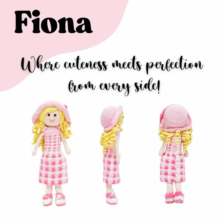 Happy Threads Fiona – Handwoven Crochet Doll in Blush &amp; Ivory | Sustainable Storytelling Companion