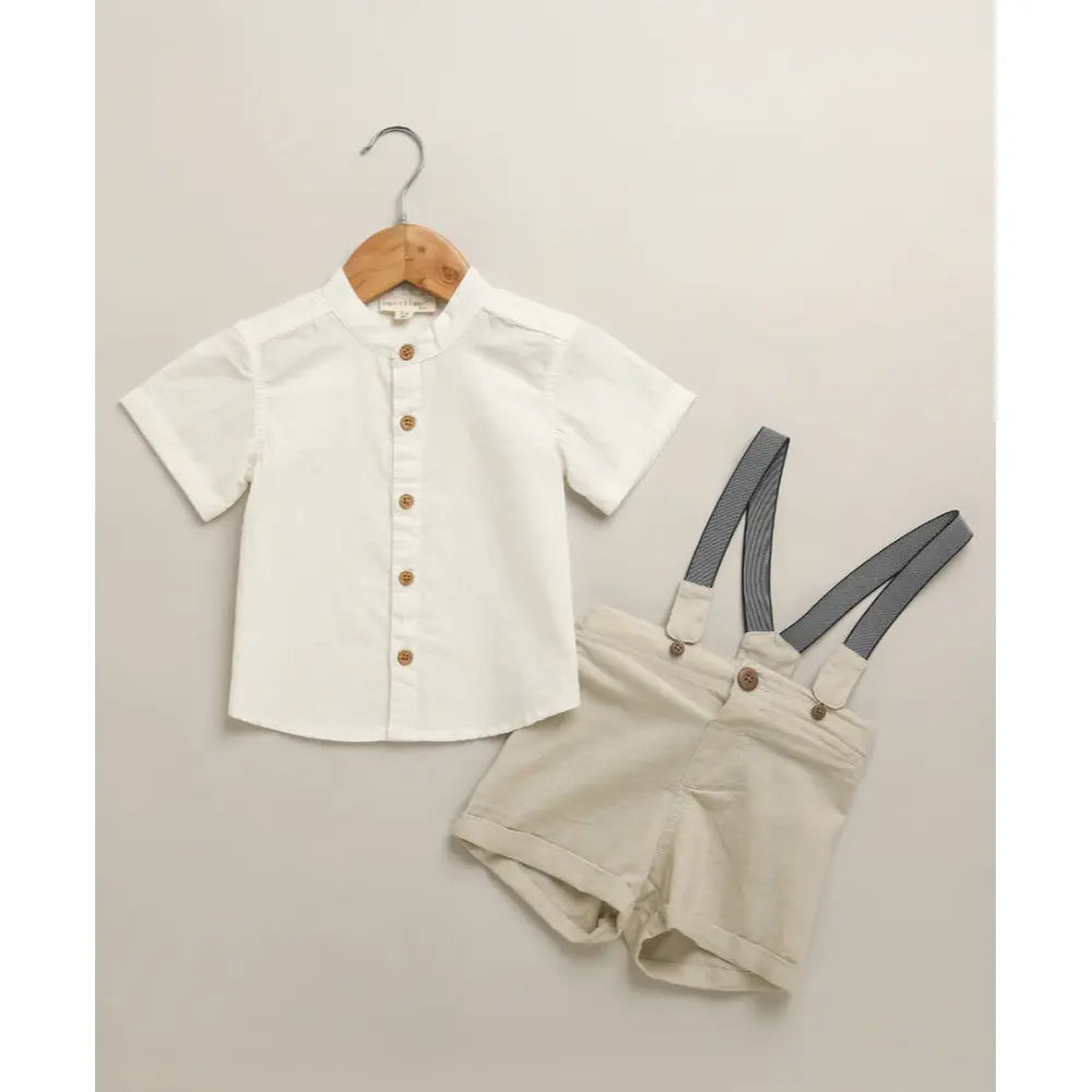 Sweetlime By As Classic Little Gentleman Suspender Shorts Set with Cotton Shirt