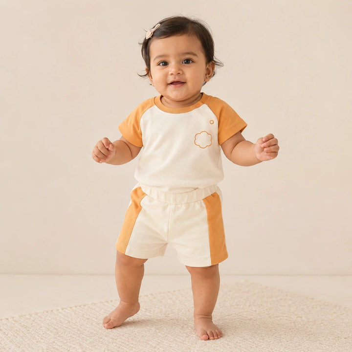 Faura Unisex Banana Cotton Signature Co-ord - Ivory / Peach