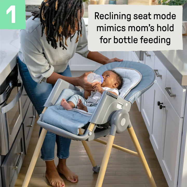 Ingenuity Proper Positioner Deluxe 7-in-1 High Chair with Recline, Rocking Infant Seat &amp; Booster Mode, Ergonomic Seat with Posture Support, 0-5 years