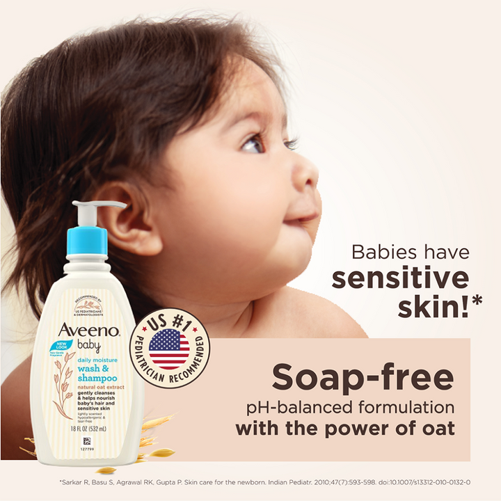 Aveeno Baby Daily Moisture Wash &amp; Shampoo - 532ml