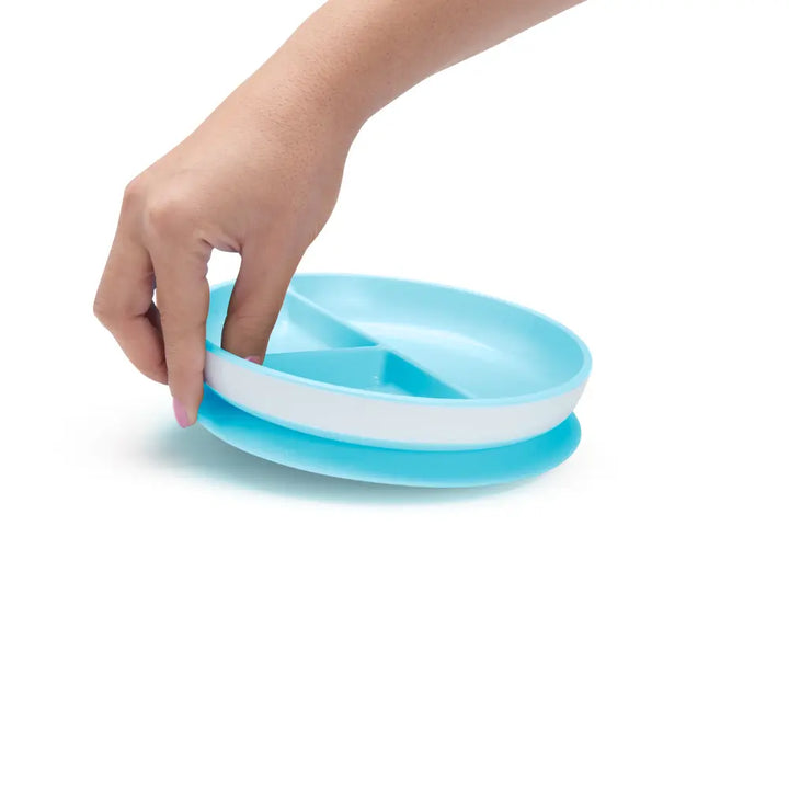 Munchkin Suction Plate for Babies &amp; Toddlers – Strong Suction Base with Deep Sides, BPA-Free, 6+ Months - Blue