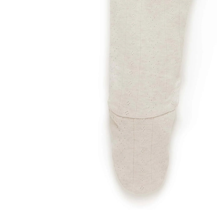Purebaby Unisex Organic Cotton Pointelle Baby Leggings - Wheat Melange