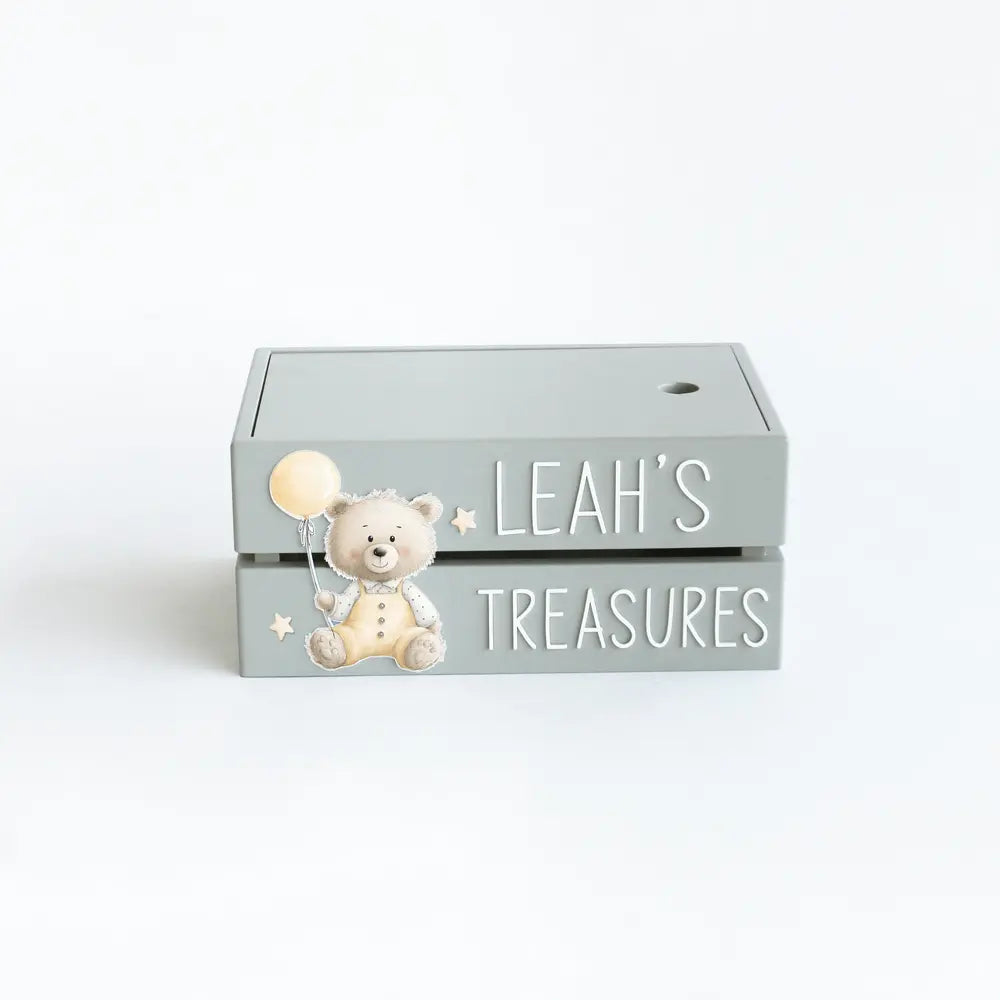 The Tiny Trove My Treasure Box (Teddy Balloon) - Grey