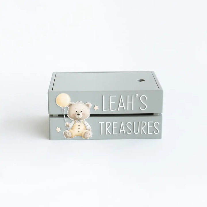 The Tiny Trove My Treasure Box (Teddy Balloon) - Grey