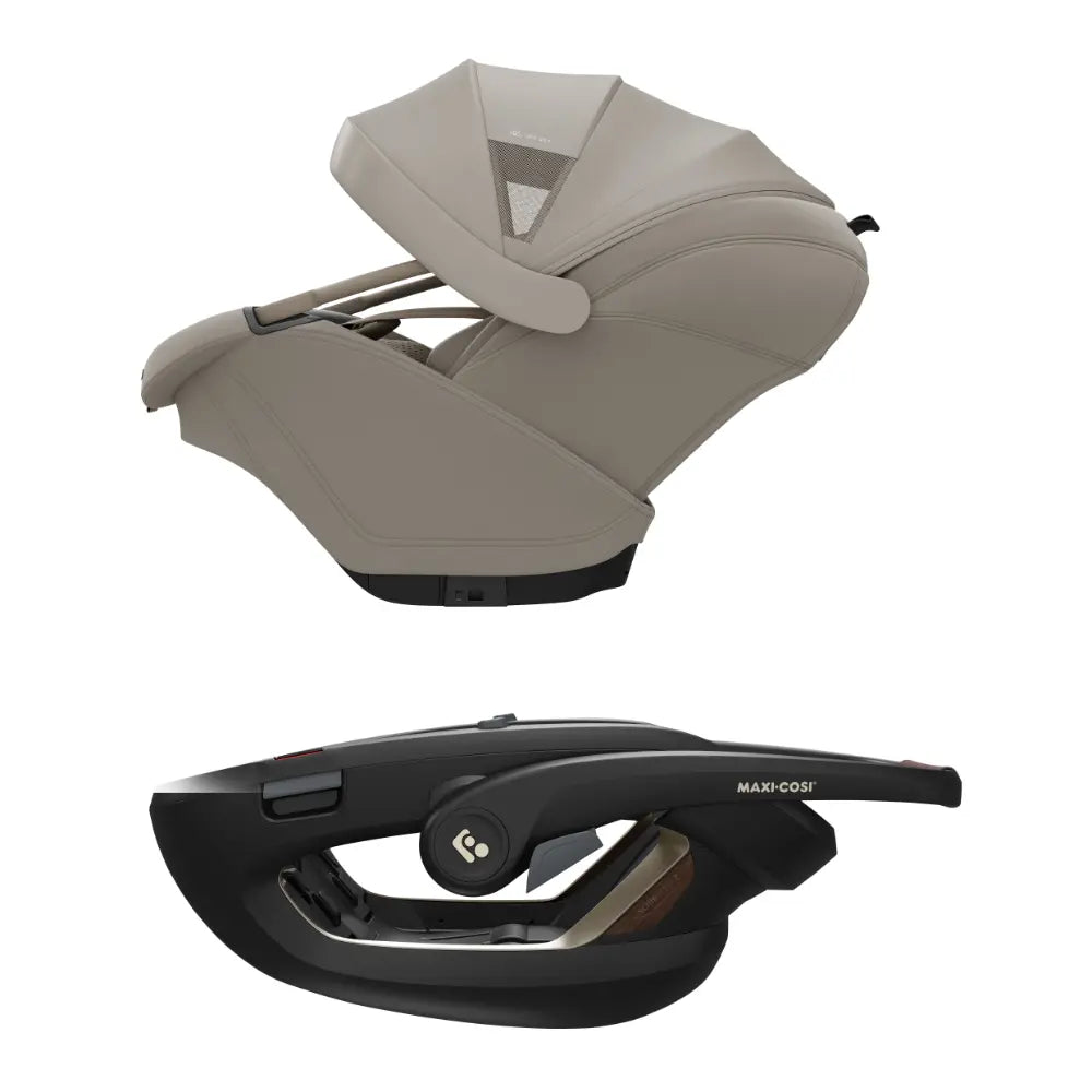 Maxi-Cosi Coral Slide Pro i-Size Newborn Car Seat, SLIDETECH®2 Sliding Car Seat Technology, Rear Facing, Carry Strap, 3 Recline Positions, Side Impact Protection, Climaflow Ventilation, Lightest Car Seat Only 2.5Kg, 0-24 Months - Sapphire Sand