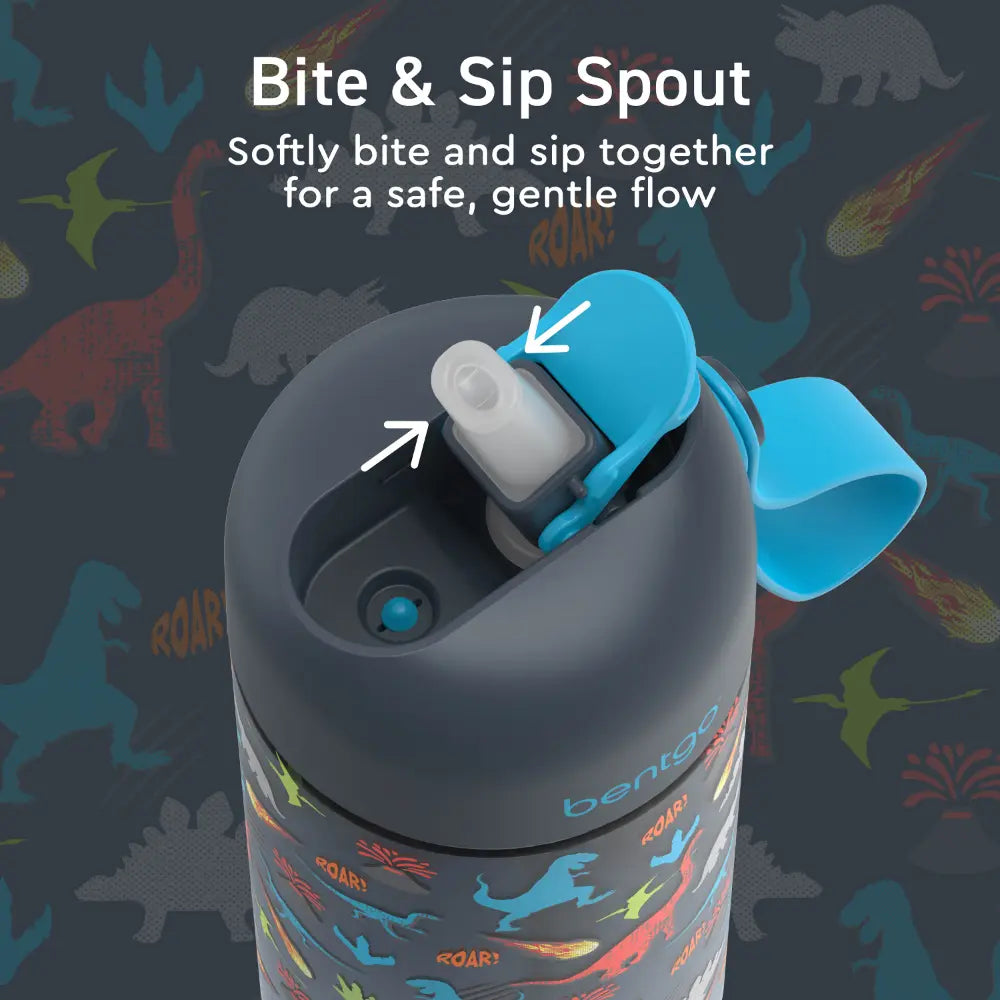 Bentgo Kids Water Bottle 450 ml, Leak-Proof Straw Bottle for Kids, Lightweighted &amp; Durable, BPA &amp; PFAS-Free Tritan Water Bottle, Ideal for School, Daycare &amp; Travel, 3 years+ - Dinosaur