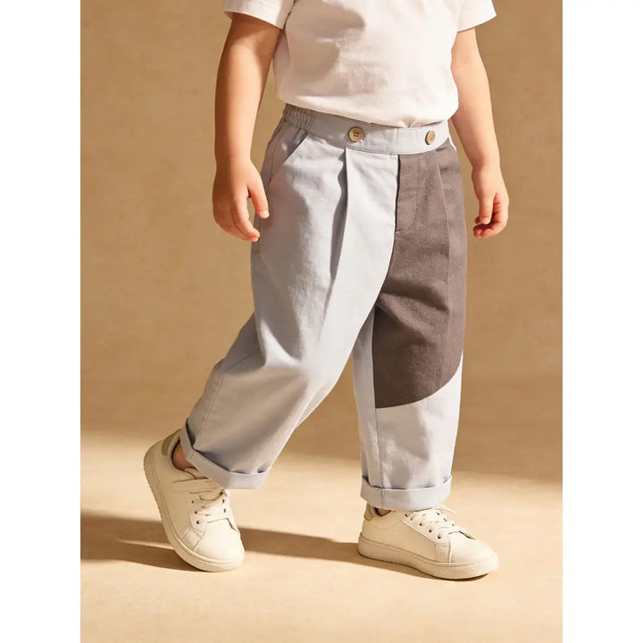 The Baby Trunk Unisex Comfy Patch Pants - Blue and Grey