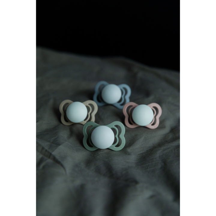 BIBS Glow in the Dark Silicone Orthodontic Nipple Pacifier Size 1 - Pack of 2 (Couture) - Sage &amp; Cloud