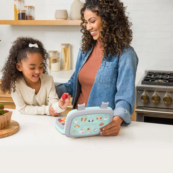 Bentgo Kids Prints with 5 Compartments, Leak-Proof Bento Lunch Box, BPA &amp; PFAS-Free, Microwave &amp; Dishwasher Safe Tray,  3–7 Years - Puppy Love