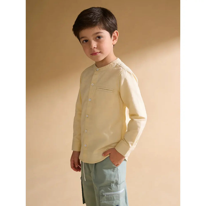 The Baby Trunk Unisex Yellow Band Collar Shirt | 0 to 24 Months