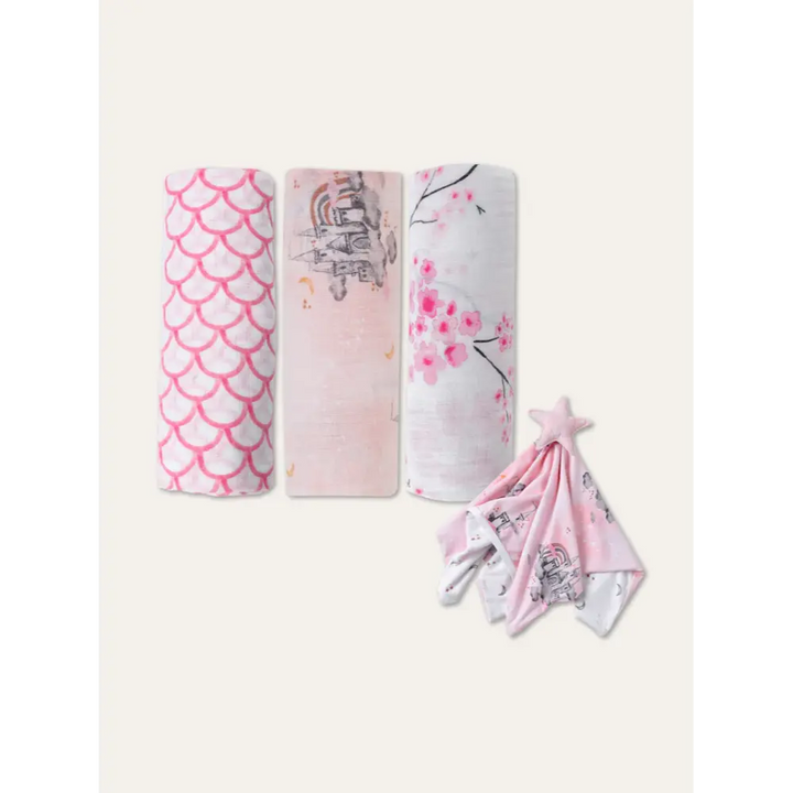 Malabar Baby Swaddle Wrap Blanket Set for Newborn Baby, Baby Shower Gift Set - Fairy Tale