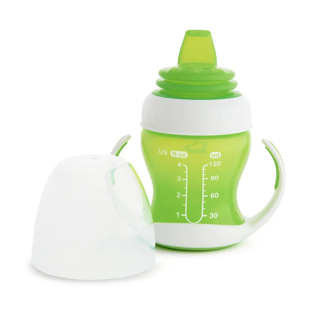Munchkin Gentle Transition Cup with Soft Silicone Spout &amp; Handles – Spill-Proof Sippy Cup, BPA-Free, 4oz, 4+ Months - Green