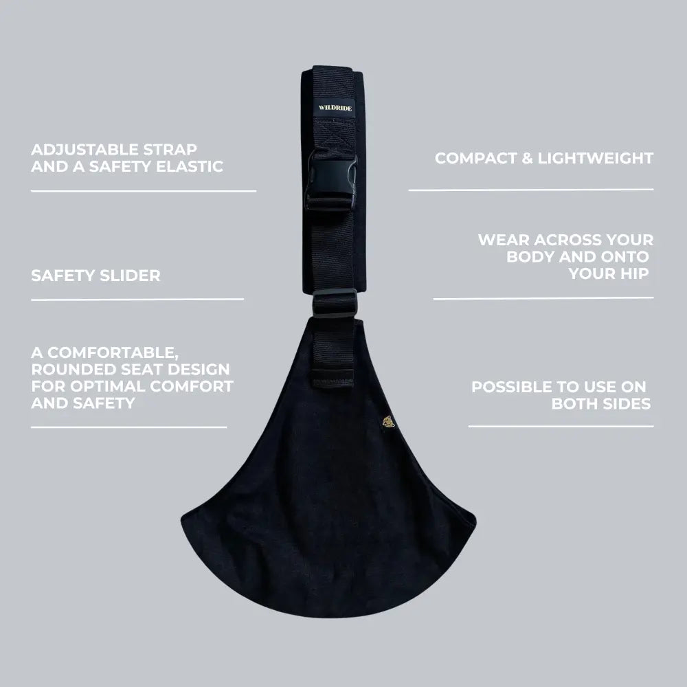 Wildride Toddler Carrier Black Linen | Lightweight Ergonomic Hip Seat Baby Carrier for Toddlers 9 Months–4 Years | Linen Blend Travel-Friendly Child Carrier | Comfortable Stroller Alternative for Everyday Adventures