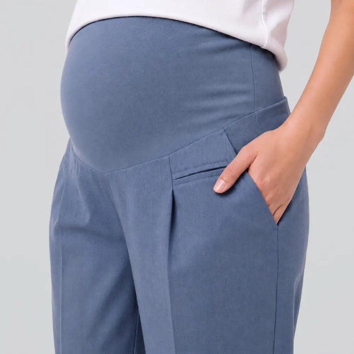 SOL MAMA Over Bump Wide Leg Trousers - Sky Blue