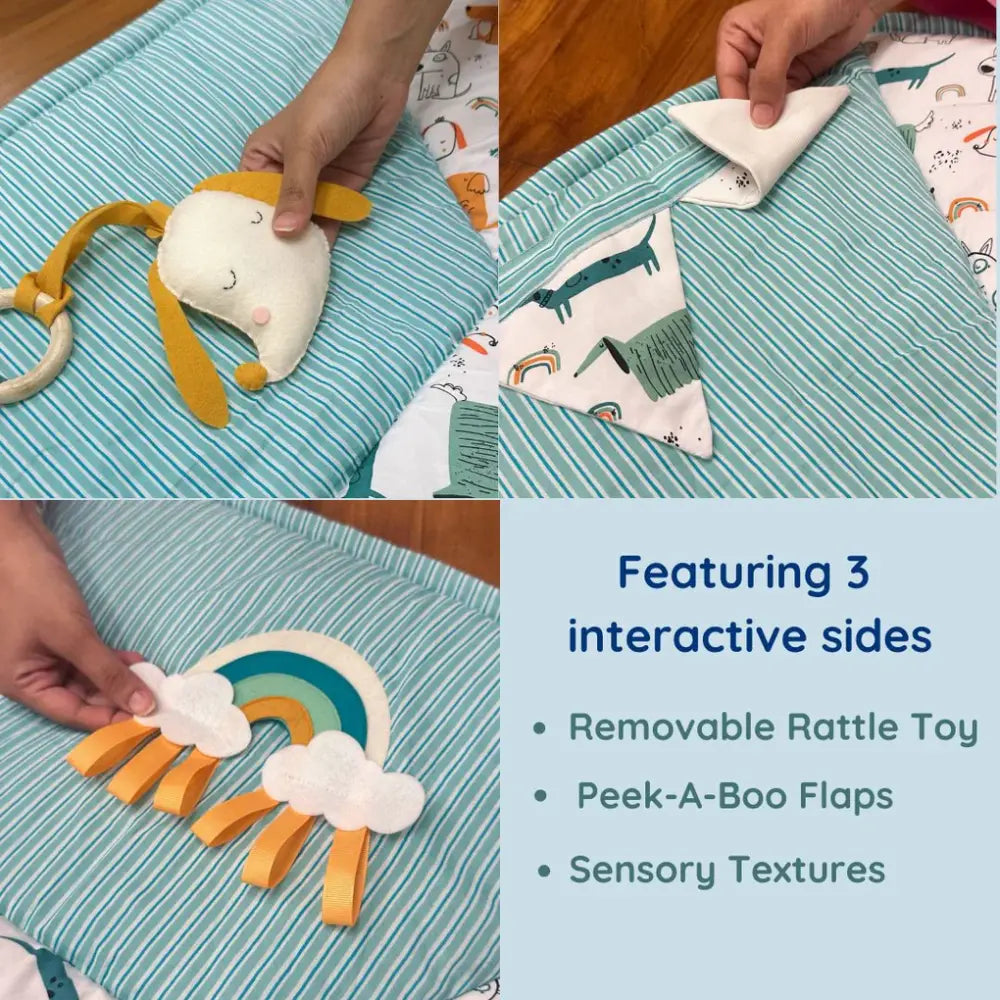 GWD Kids Teal Dogs Play Gym &amp; Sensory Mat Set