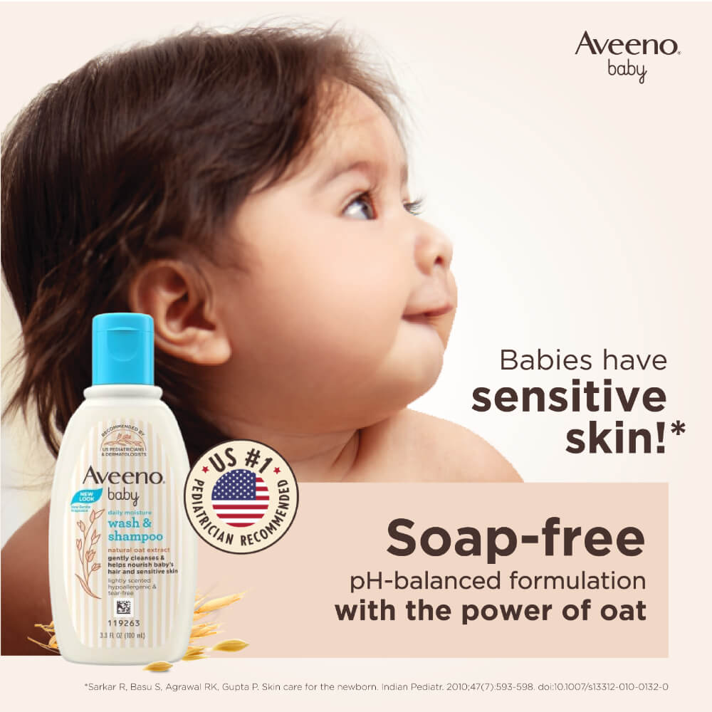 Aveeno Baby Daily Moisture Wash and Shampoo - 100ml