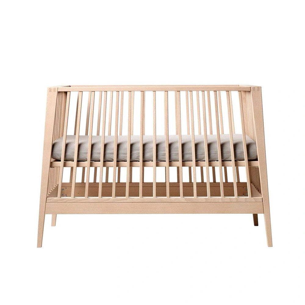 Leander Linea Baby Cot, Beech Wood, Adjustable Mattress Height, Convertible Design without mattress